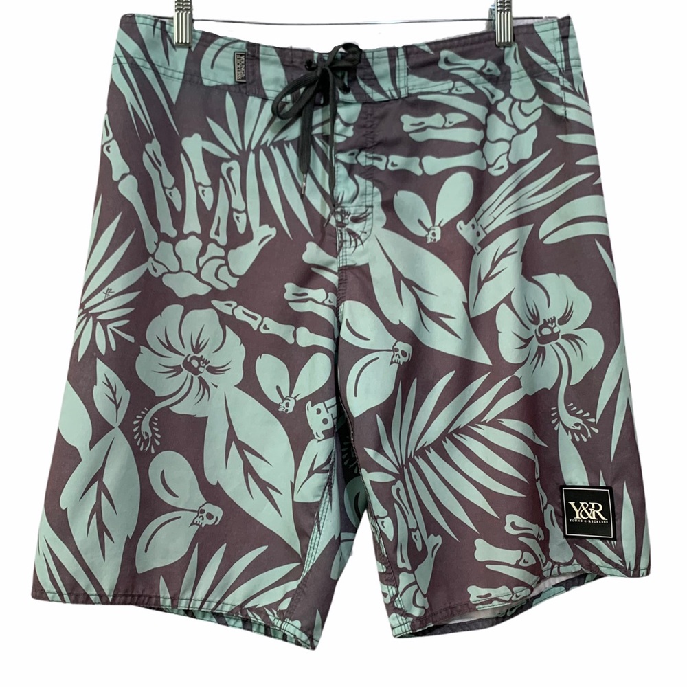 Young & Reckless Tropical Print Board Shorts